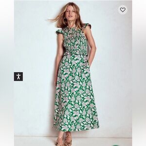 Boden NWT Carolina Smocked Midi Dress
Rich Emerald, Ornate Vine
